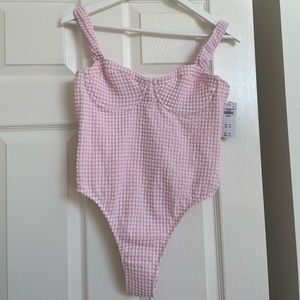 Abercrombie pink gingham one piece swim suit